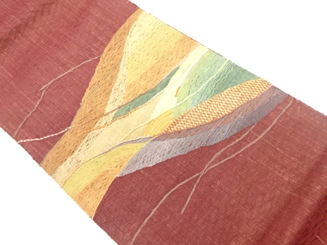 JAPANESE FUKURO OBI / WOVEN ABSTRACT WAVY STRIPE